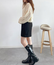 天竺裏編みショート丈ニットsdprb1040 アイボリー