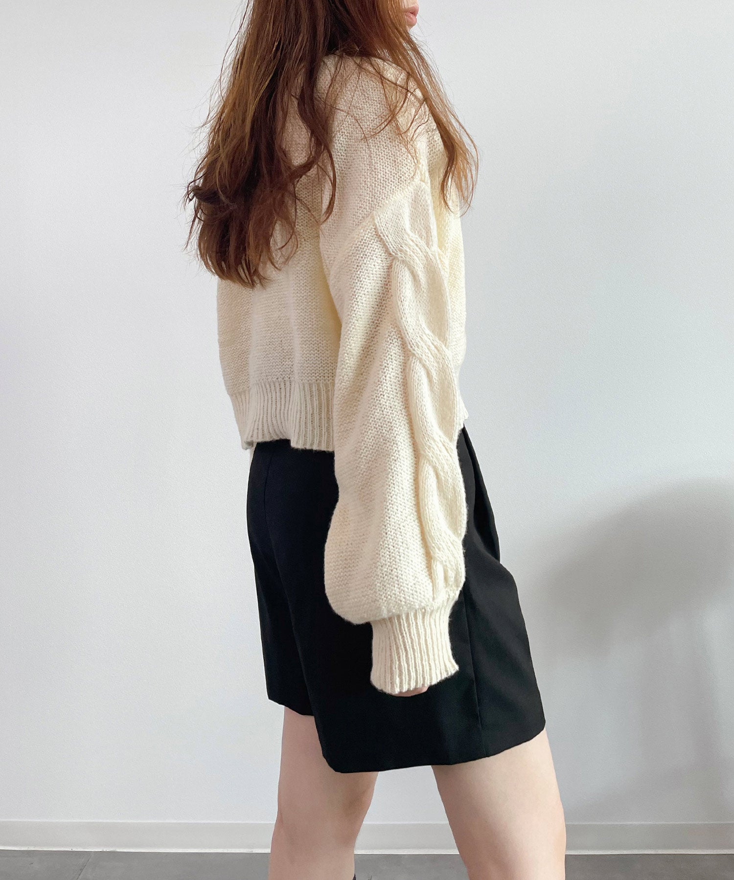 天竺裏編みショート丈ニットsdprb1040 アイボリー