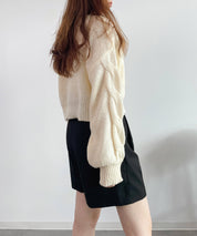 天竺裏編みショート丈ニットsdprb1040 アイボリー