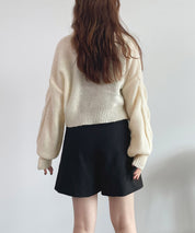 天竺裏編みショート丈ニットsdprb1040 アイボリー