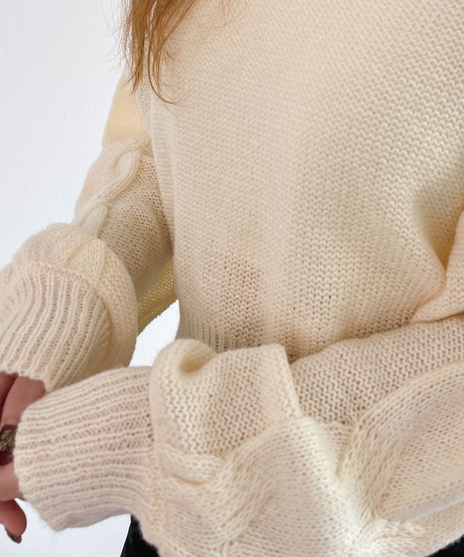 天竺裏編みショート丈ニットsdprb1040 アイボリー