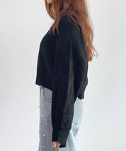 天竺裏編みショート丈ニットsdprb1040 ブラック