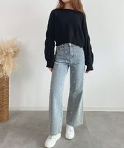 天竺裏編みショート丈ニットsdprb1040 ブラック