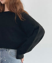 天竺裏編みショート丈ニットsdprb1040 ブラック