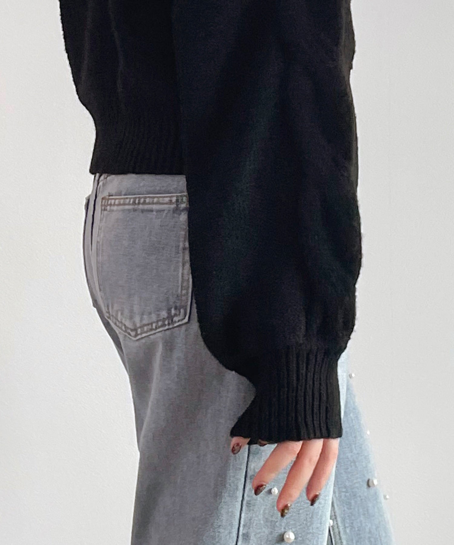 天竺裏編みショート丈ニットsdprb1040 ブラック