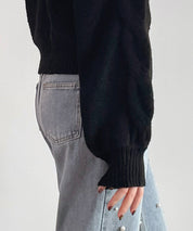 天竺裏編みショート丈ニットsdprb1040 ブラック