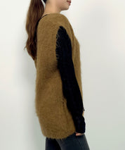 起毛シャギーオーバーサイズVネックベストsdprb1044 ベージュ