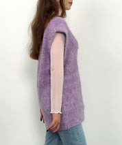 起毛シャギーオーバーサイズVネックベストsdprb1044 パープル