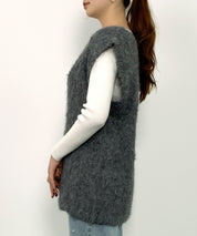 起毛シャギーオーバーサイズVネックベストsdprb1044 チャコール