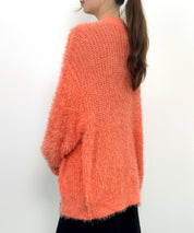 光沢フェザーVネックミドル丈カーディガンsdprb1053 オレンジ