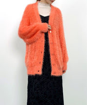 光沢フェザーVネックミドル丈カーディガンsdprb1053 オレンジ