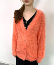 光沢フェザーVネックミドル丈カーディガンsdprb1053 オレンジ