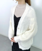 光沢フェザーVネックミドル丈カーディガンsdprb1053 アイボリー