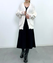 光沢フェザーVネックミドル丈カーディガンsdprb1053 アイボリー