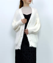 光沢フェザーVネックミドル丈カーディガンsdprb1053 アイボリー