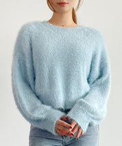 シャギーラウンドニットプルオーバー(4色展開)sdprb1055 ライトブルー