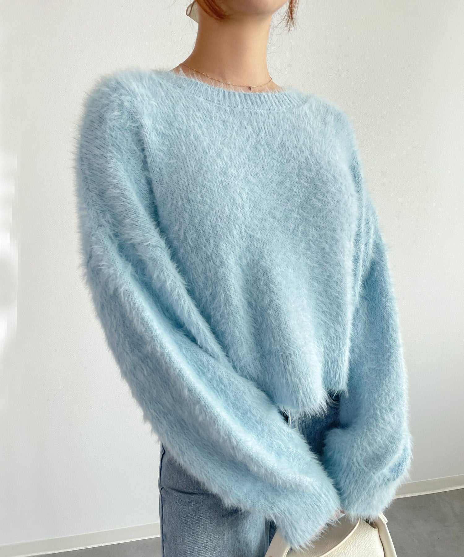 シャギーラウンドニットプルオーバー(4色展開)sdprb1055 ライトブルー