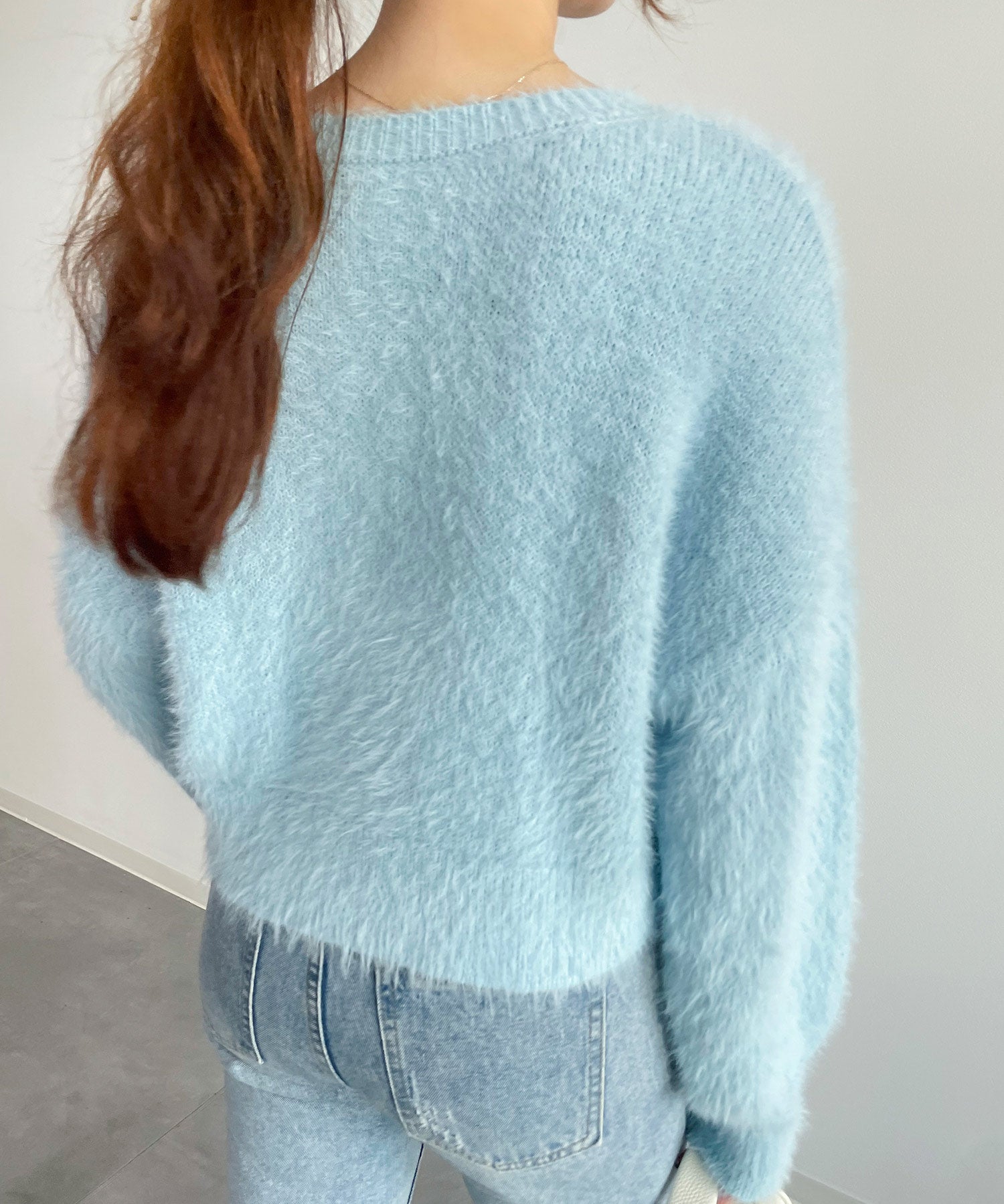 シャギーラウンドニットプルオーバー(4色展開)sdprb1055 ライトブルー