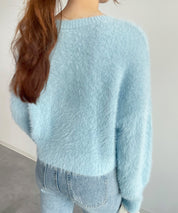 シャギーラウンドニットプルオーバー(4色展開)sdprb1055 ライトブルー