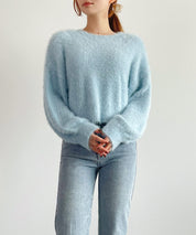 シャギーラウンドニットプルオーバー(4色展開)sdprb1055 ライトブルー