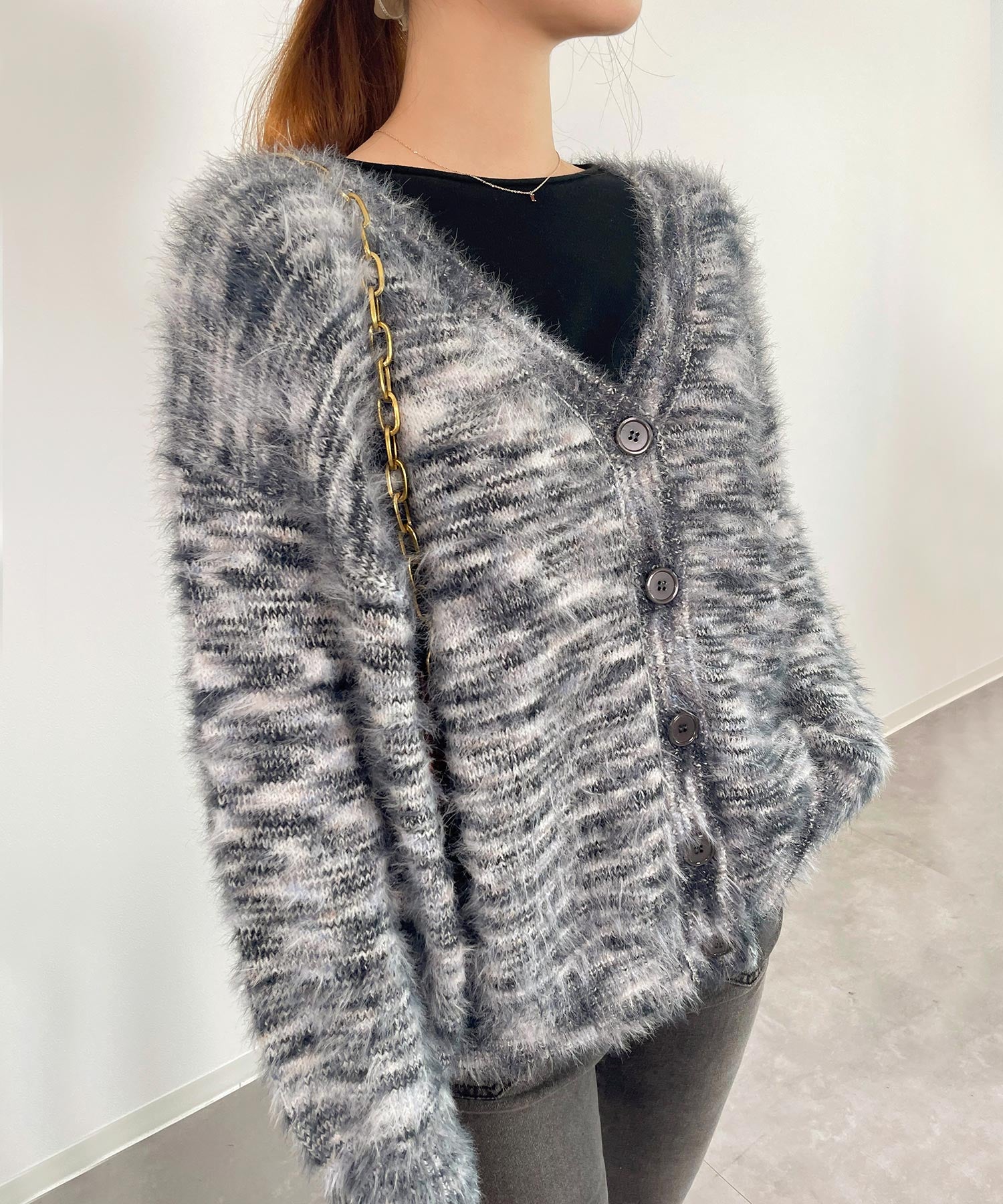 フワフワシャギーVネックニットカーディガン(4色展開)sdprb1056-103-142