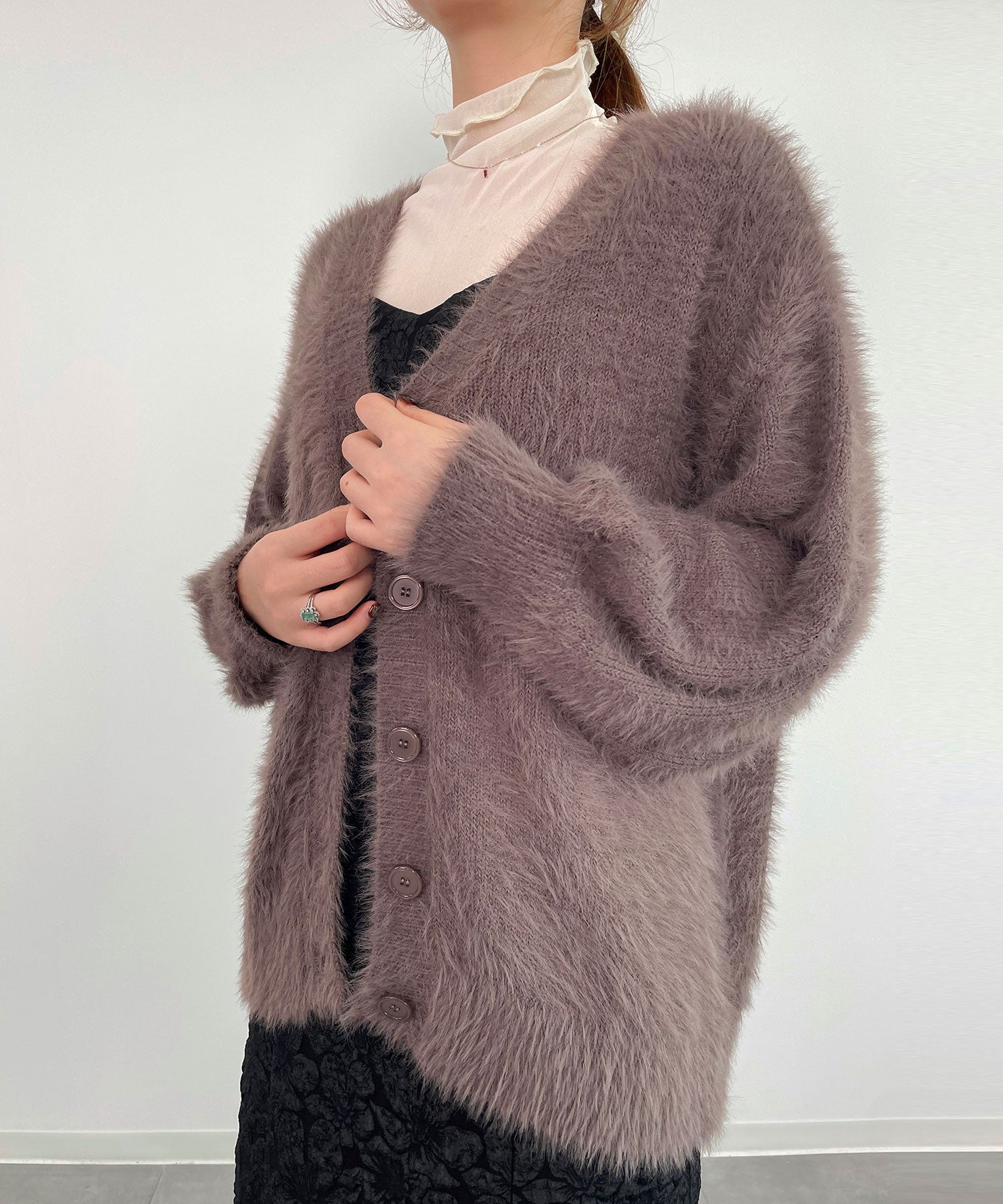 フワフワシャギーVネックニットカーディガン(4色展開)sdprb1056-103-17