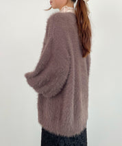 フワフワシャギーVネックニットカーディガン(4色展開)sdprb1056 ブラウン