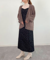 フワフワシャギーVネックニットカーディガン(4色展開)sdprb1056 ブラウン