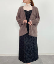 フワフワシャギーVネックニットカーディガン(4色展開)sdprb1056 ブラウン