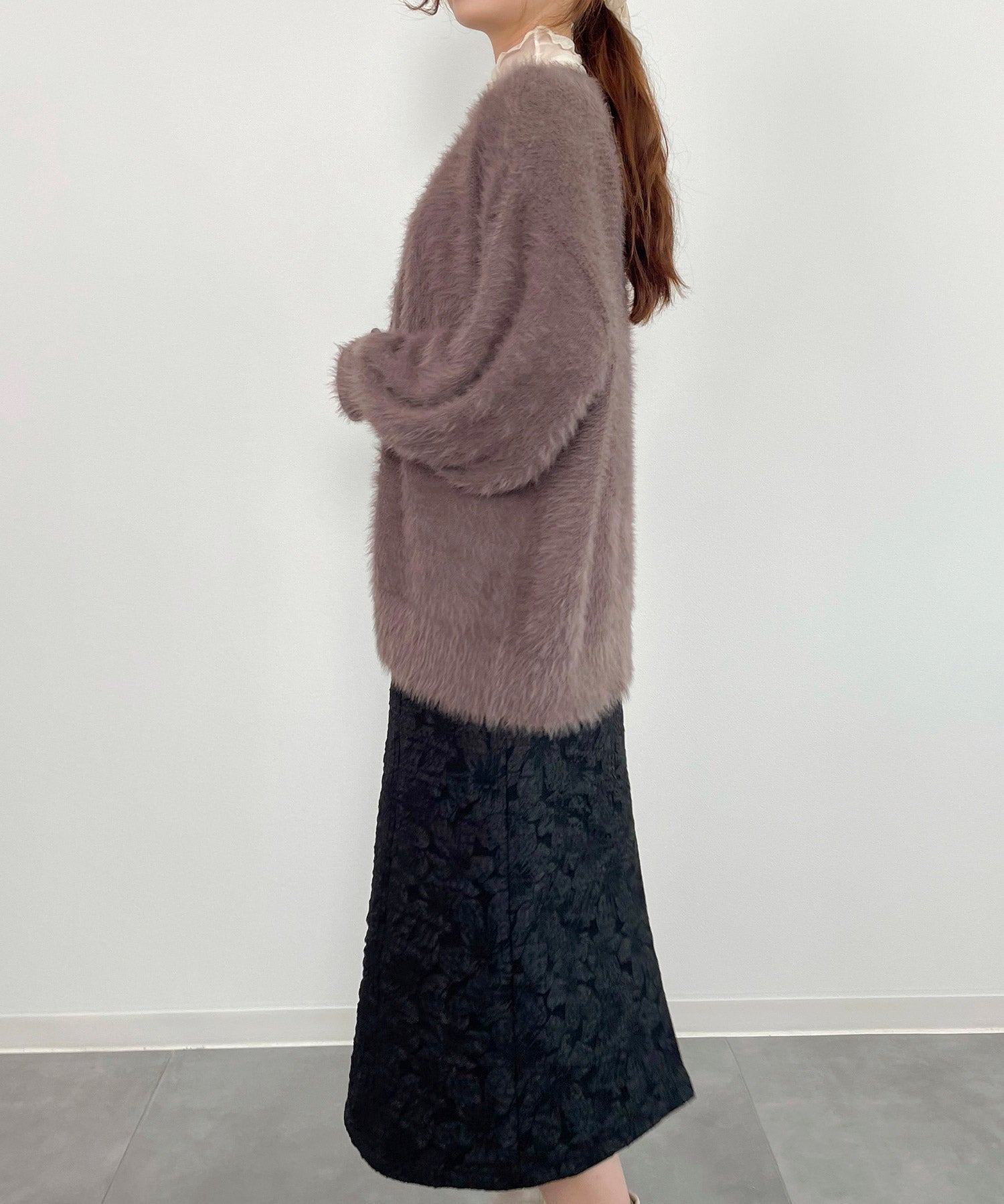 フワフワシャギーVネックニットカーディガン(4色展開)sdprb1056 ブラウン