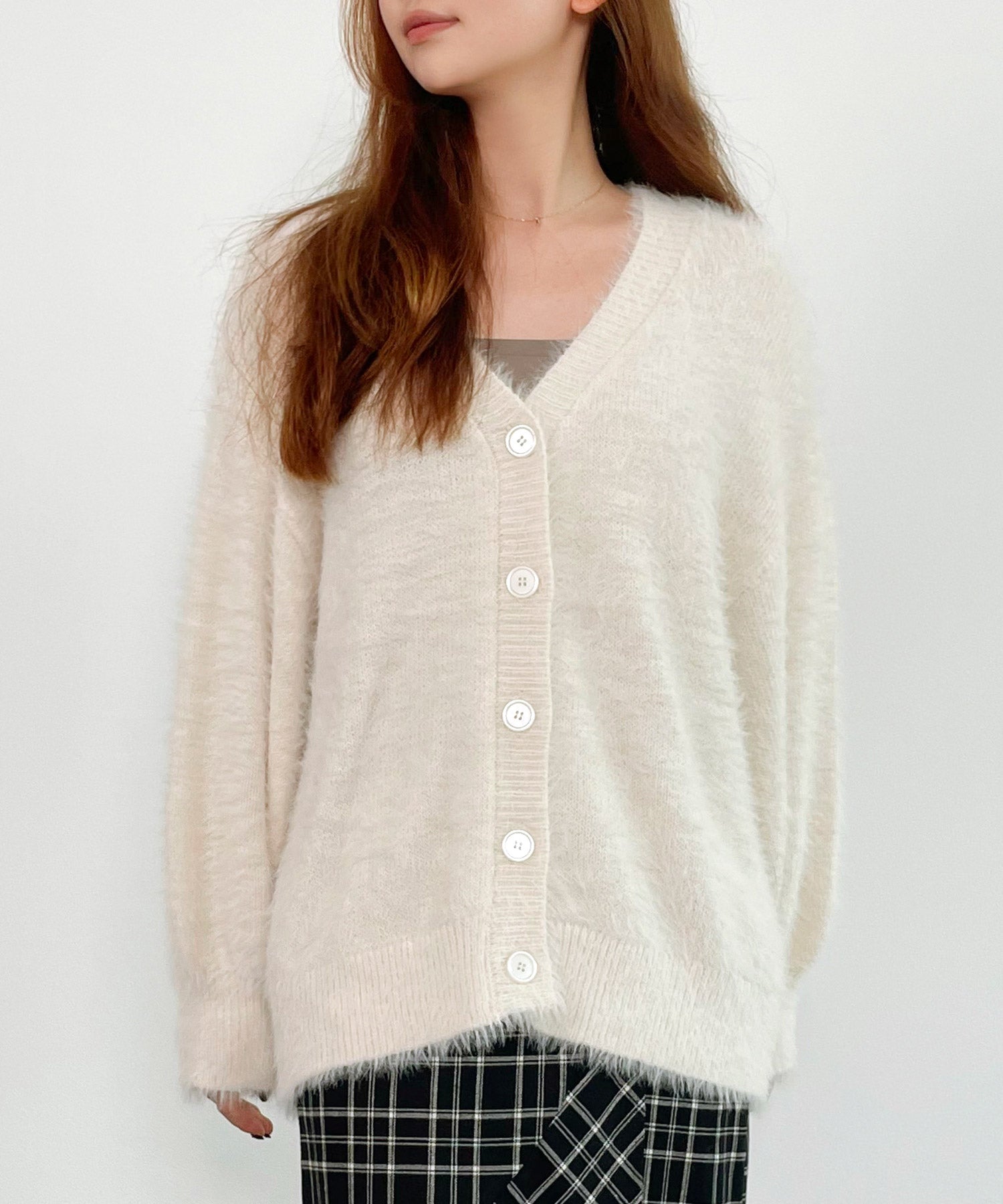 フワフワシャギーVネックニットカーディガン(4色展開)sdprb1056-103-38
