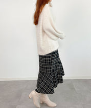 フワフワシャギーVネックニットカーディガン(4色展開)sdprb1056 アイボリー