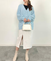 フワフワシャギーVネックニットカーディガン(4色展開)sdprb1056 ライトブルー