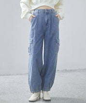 カーゴバギーデニムパンツ【3色/2サイズ展開】sdprb220106 ブルー