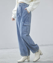 カーゴバギーデニムパンツ【3色/2サイズ展開】sdprb220106 ブルー