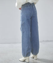 カーゴバギーデニムパンツ【3色/2サイズ展開】sdprb220106 ブルー