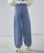 カーゴバギーデニムパンツ【3色/2サイズ展開】sdprb220106 ブルー