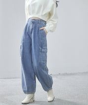 カーゴバギーデニムパンツ【3色/2サイズ展開】sdprb220106 ブルー