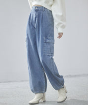 カーゴバギーデニムパンツ【3色/2サイズ展開】sdprb220106 ブルー