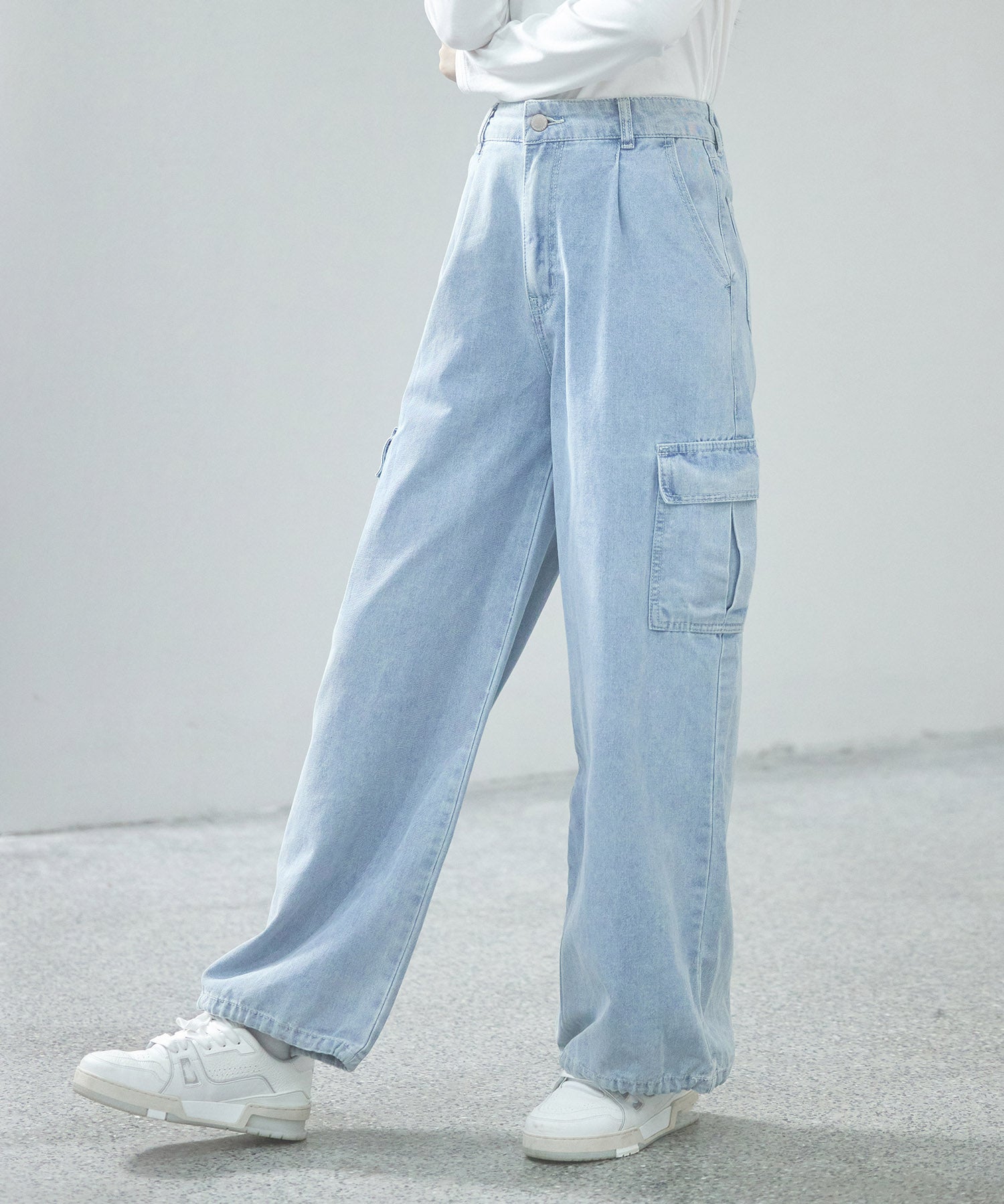 カーゴバギーデニムパンツ【3色/2サイズ展開】sdprb220106 ライトブルー