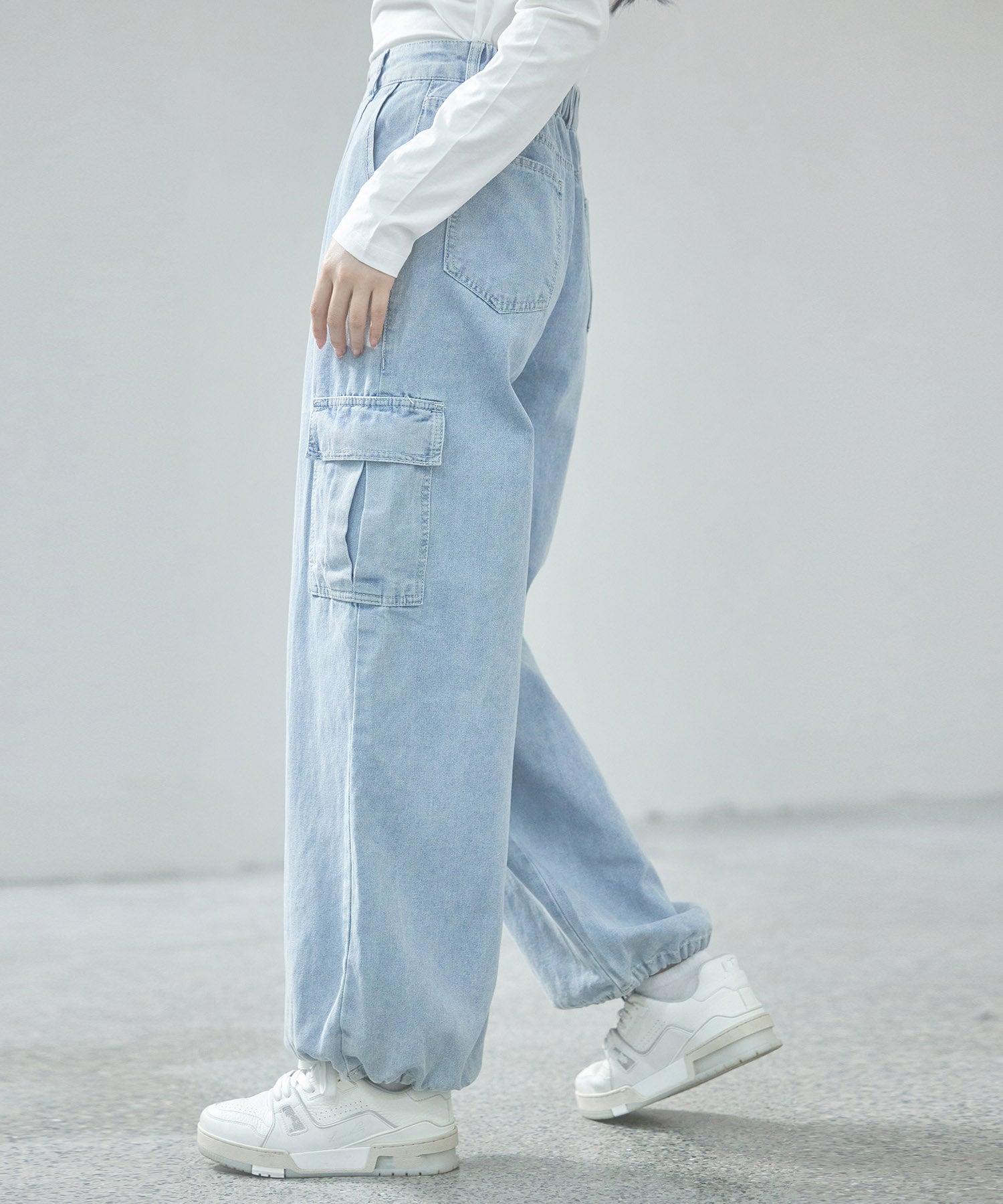 カーゴバギーデニムパンツ【3色/2サイズ展開】sdprb220106 ライトブルー