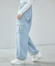 カーゴバギーデニムパンツ【3色/2サイズ展開】sdprb220106 ライトブルー