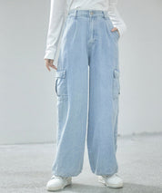 カーゴバギーデニムパンツ【3色/2サイズ展開】sdprb220106 ライトブルー