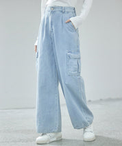 カーゴバギーデニムパンツ【3色/2サイズ展開】sdprb220106 ライトブルー