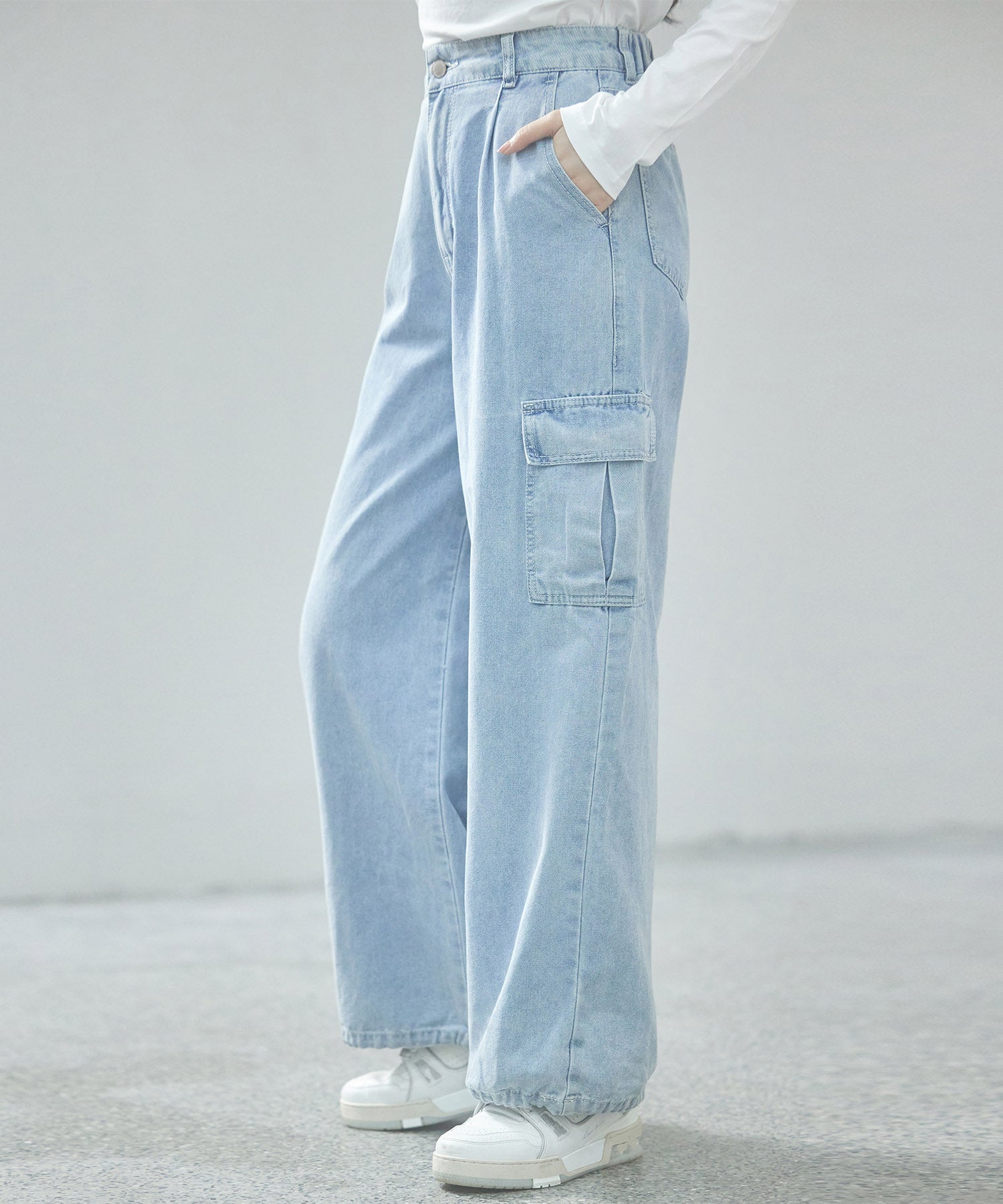 カーゴバギーデニムパンツ【3色/2サイズ展開】sdprb220106 ライトブルー