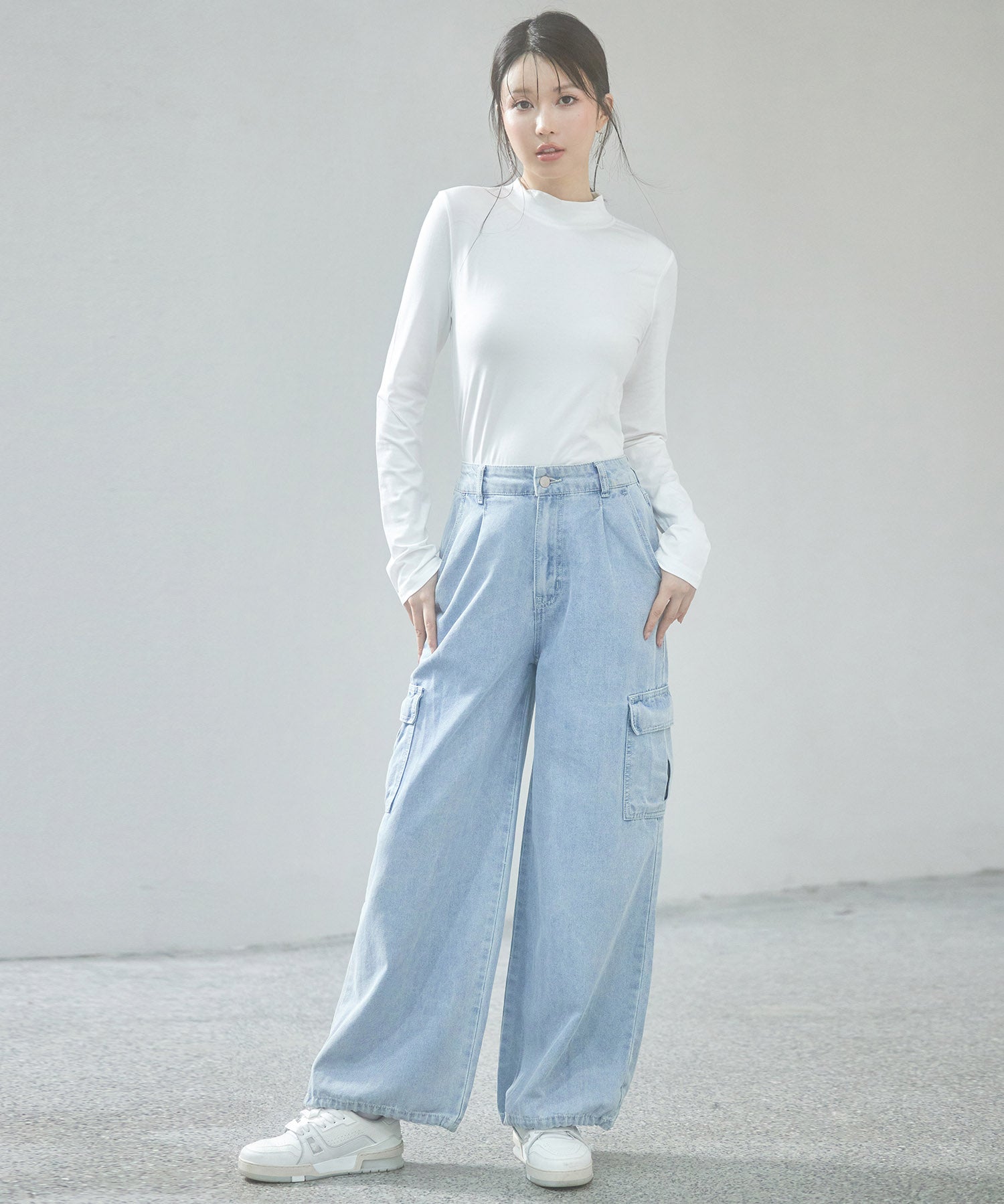 カーゴバギーデニムパンツ【3色/2サイズ展開】sdprb220106 ライトブルー