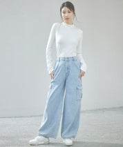 カーゴバギーデニムパンツ【3色/2サイズ展開】sdprb220106 ライトブルー