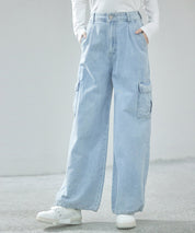 カーゴバギーデニムパンツ【3色/2サイズ展開】sdprb220106 ライトブルー