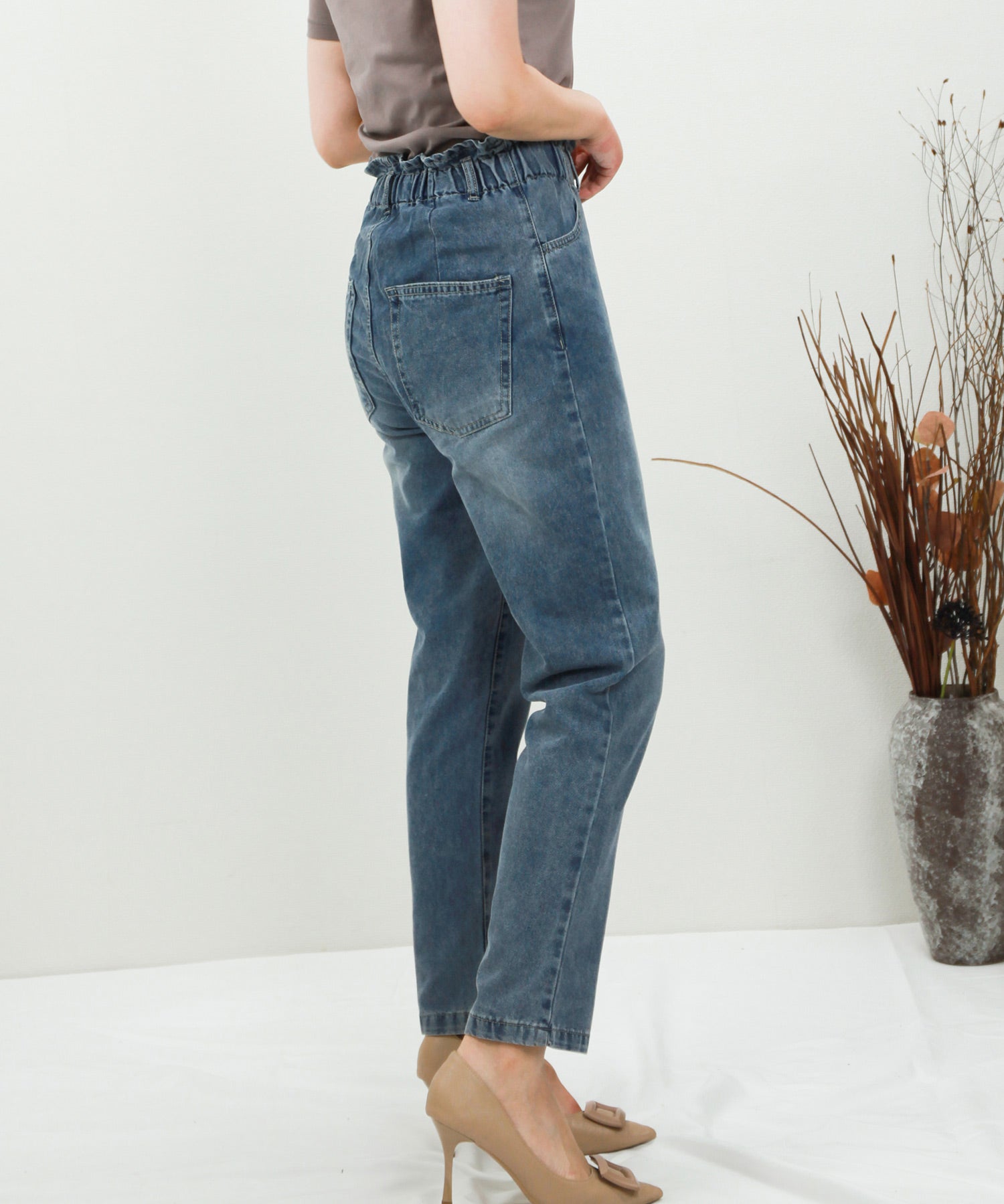 デニムウエストギャザーパンツsdprb228043 ブルー