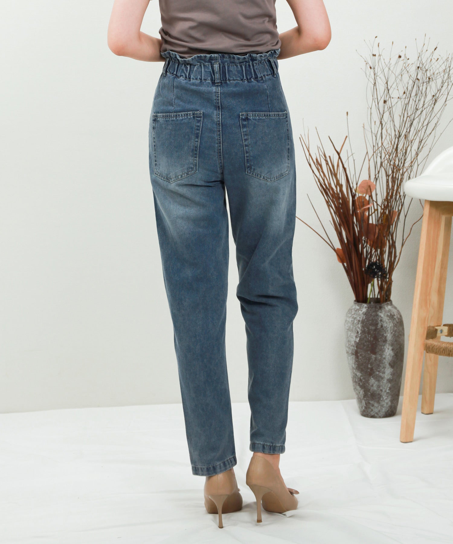 デニムウエストギャザーパンツsdprb228043 ブルー